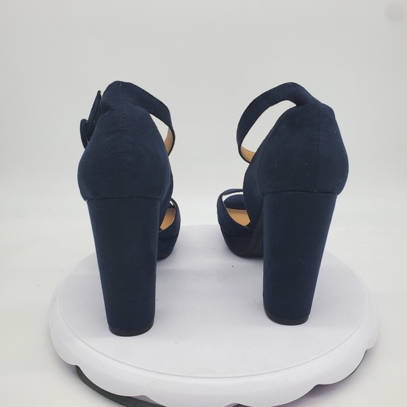 American Rag Shoe Women 8.5 Reeta Block Heel Platform Sandals Suede Blue - Picture 2 of 7